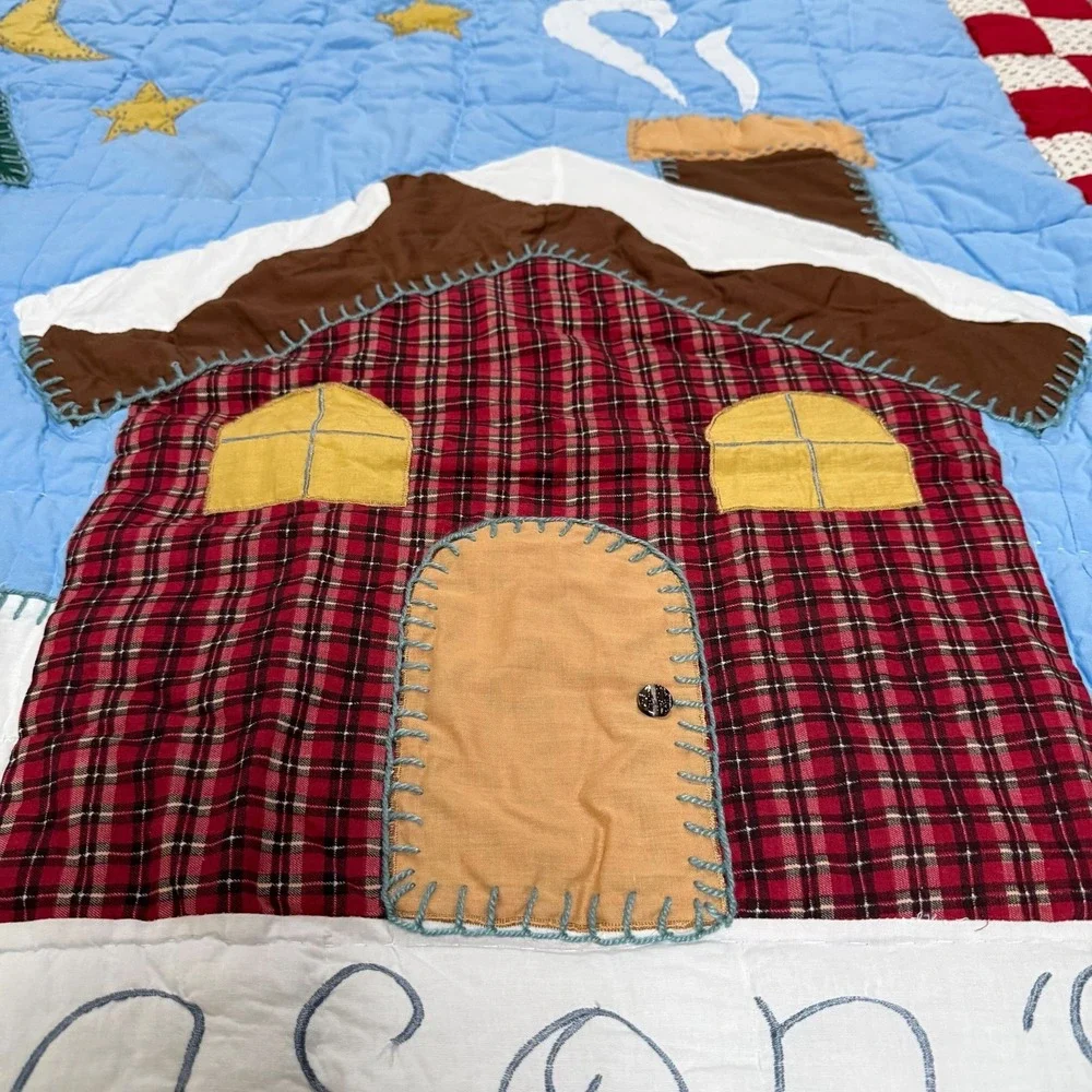 Gooseberry Patch Christmas Quilt Seasons Greetings Folk Art Plaid Tree 57